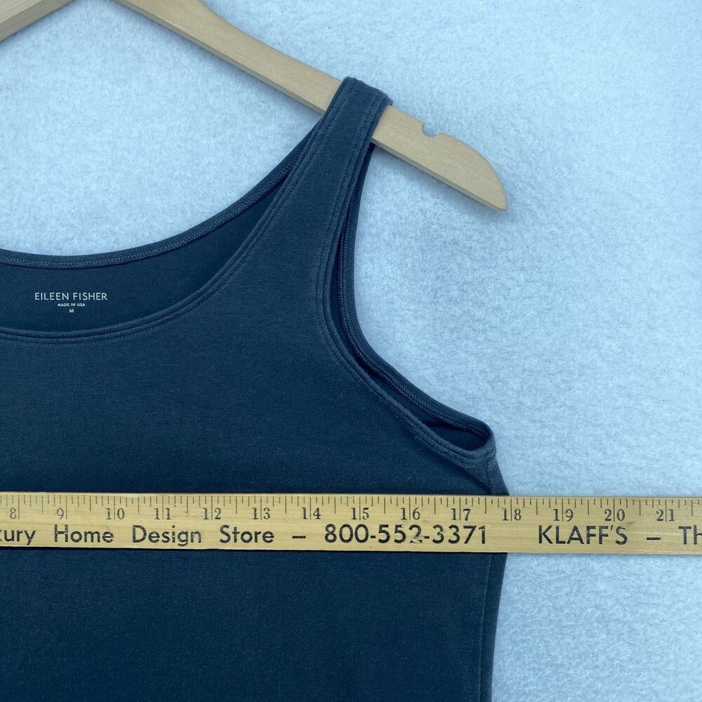 EILEEN FISHER Tank Top M Stretch Organic Cotton Jersey Scoop Neck Shell Gray USA - Picture 7 of 9
